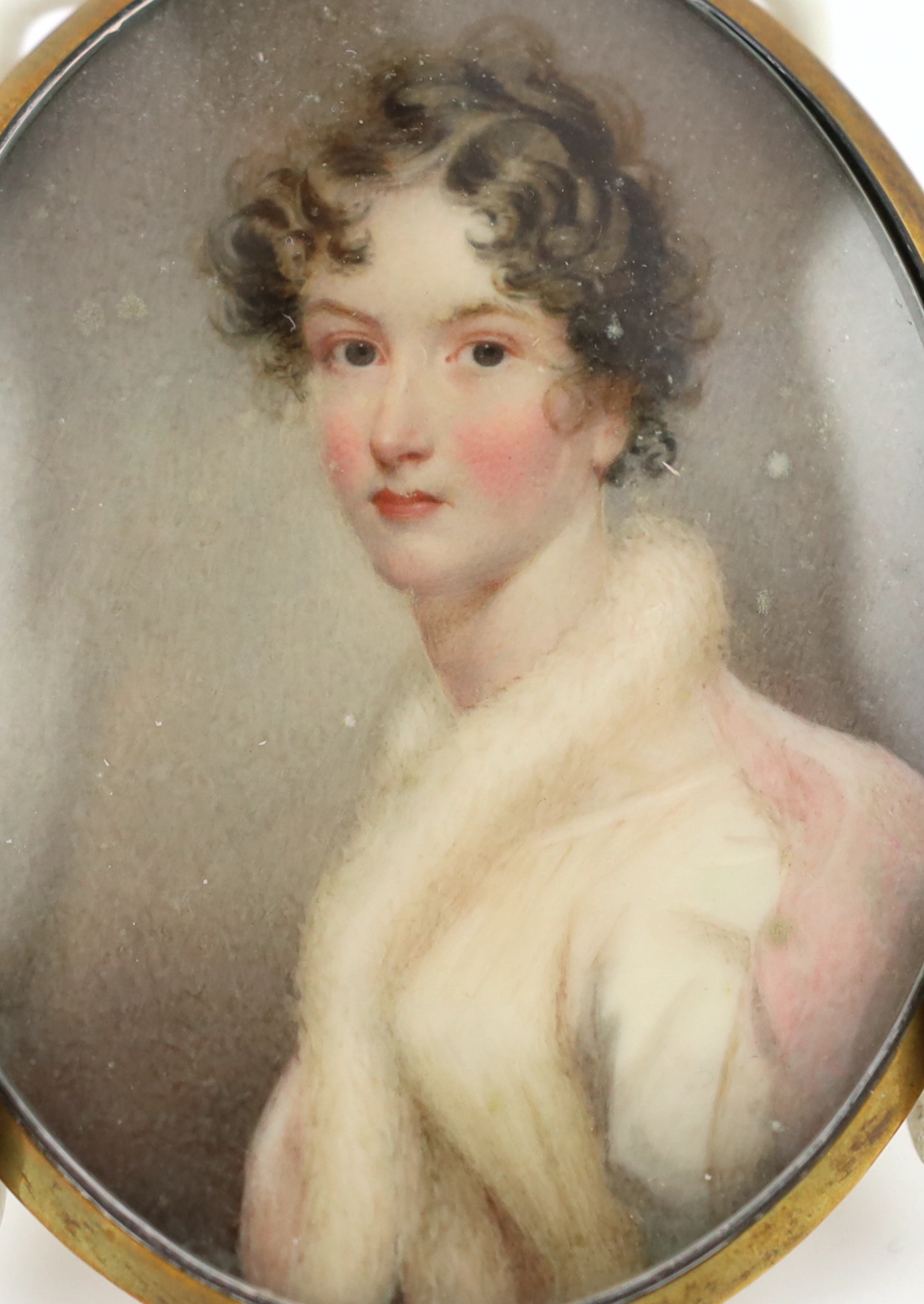 Attributed to Thomas Hargreaves (1775-1846), Portrait miniature of a young lady, watercolour on ivory, 7.5 x 5.8cm. CITES Submission reference LWVZB2DQ